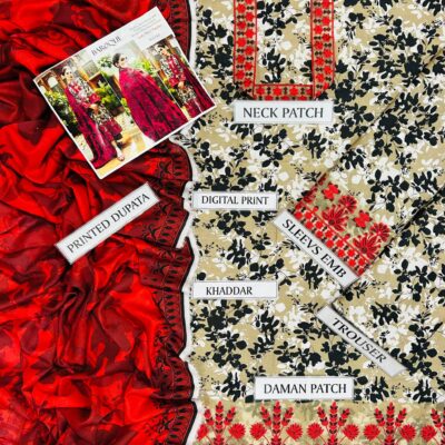 BAROQUE KHADDAR WITH EMBROIDERED PATCHES