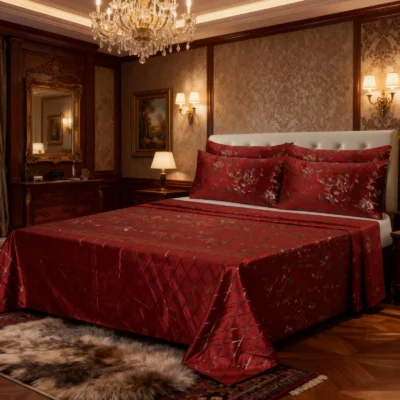 MILITARY/RED VELVET BEDSHEET SET – 5 PCS